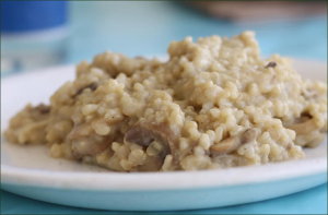 Risotto aux champignons et purée d'amande, très facile en cocotte minute (vegan)